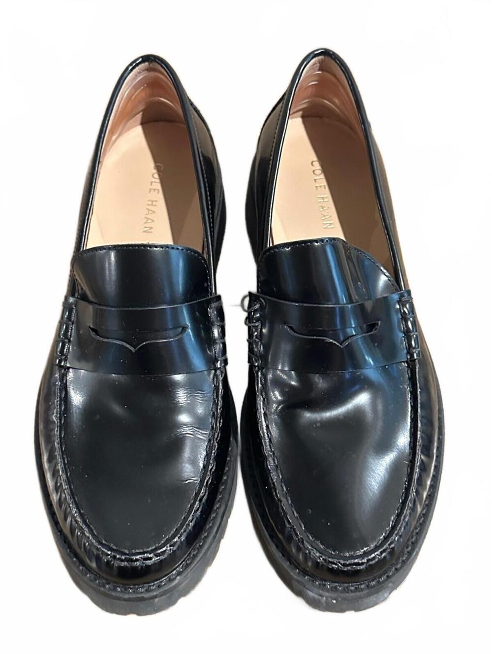 Cole Haan Black Patent Leather Penny Loafers